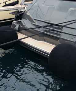 FenderFits acrylic covers in use on round inflatable fenders